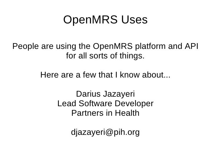 Openmrs Use Examples PDF