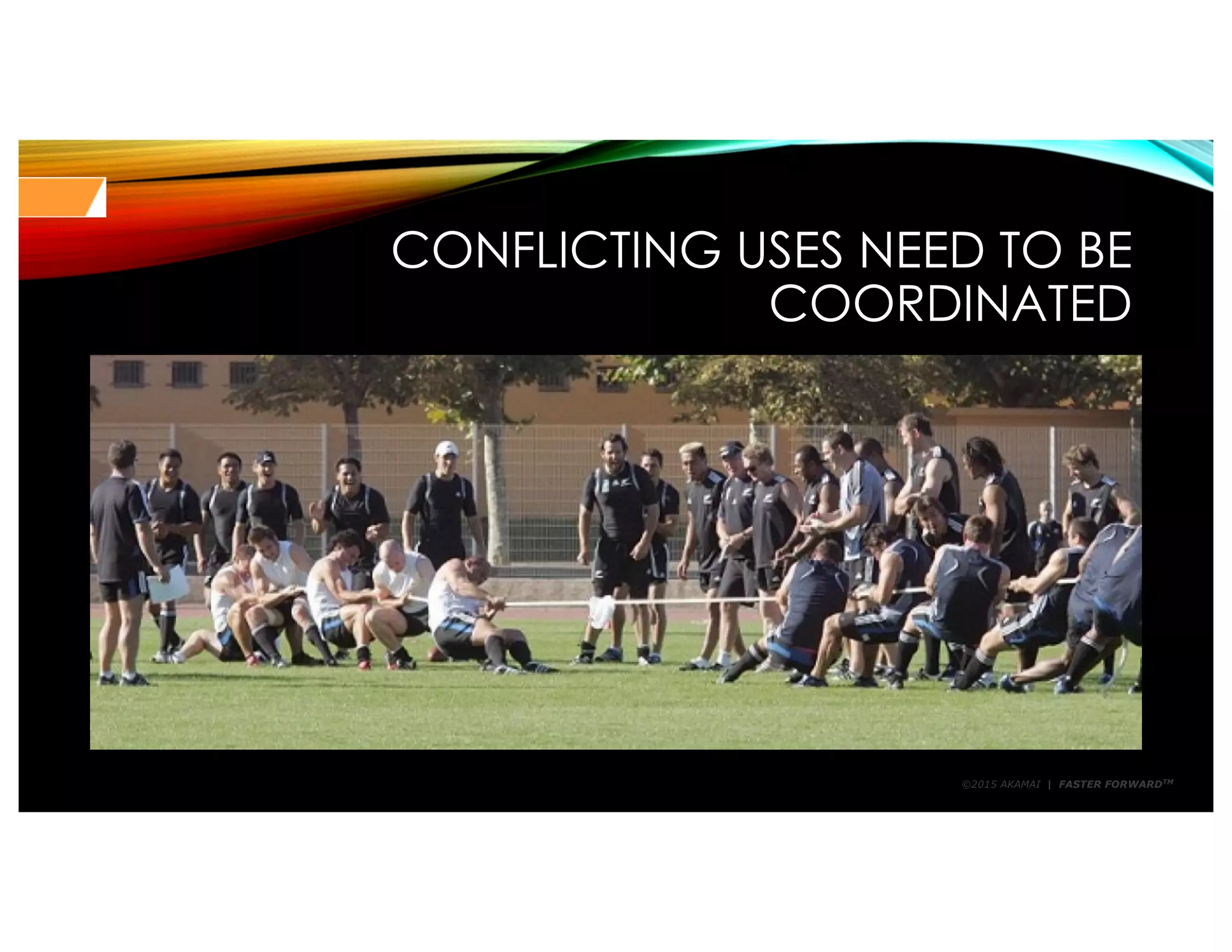 ©2015 AKAMAI | FASTER FORWARDTM
CONFLICTING USES NEED TO BE
COORDINATED
 