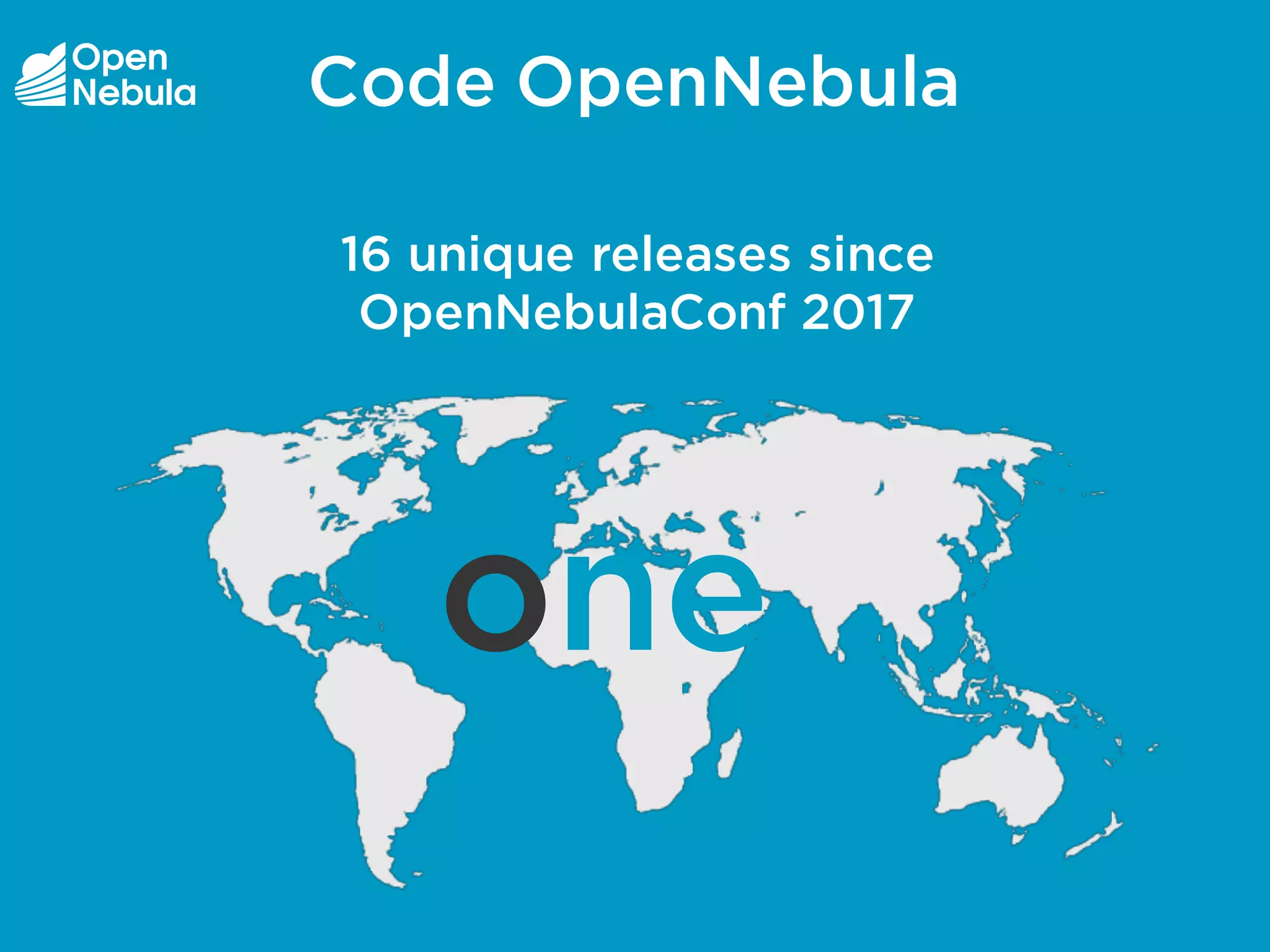 Code OpenNebula
16 unique releases since
OpenNebulaConf 2017
one
 