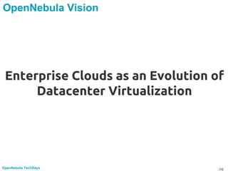 /16OpenNebula TechDays
OpenNebula Vision
Enterprise Clouds as an Evolution of
Datacenter Virtualization
 