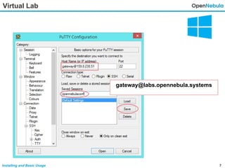 7Installing and Basic Usage
Virtual Lab
gateway@labs.opennebula.systems
 