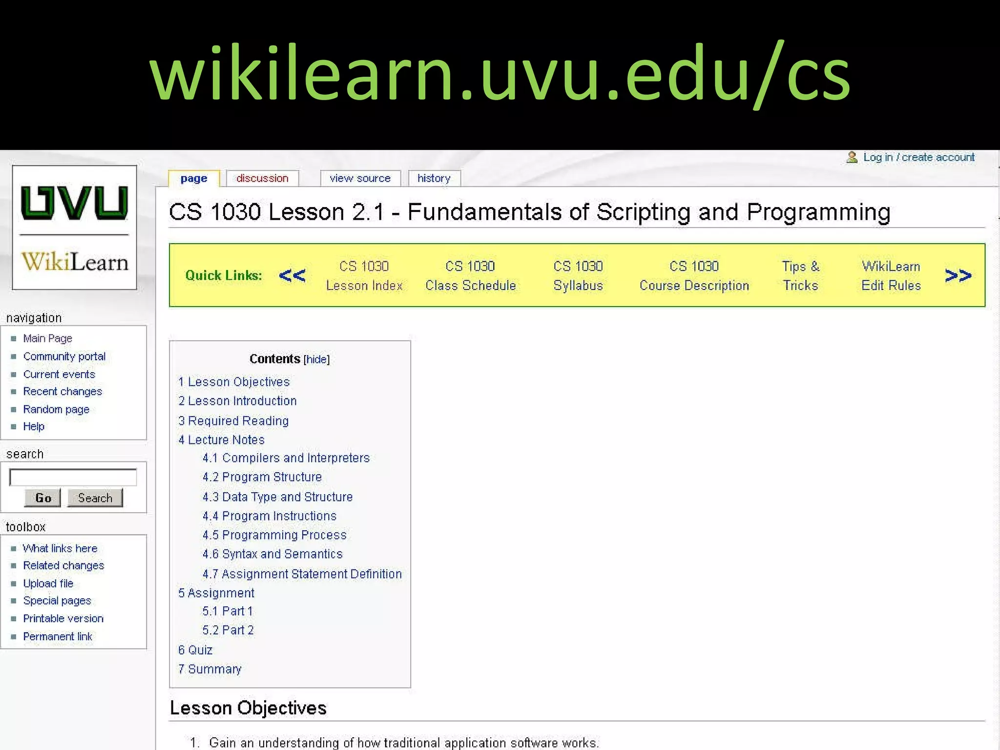 wikilearn.uvu.edu/cs 