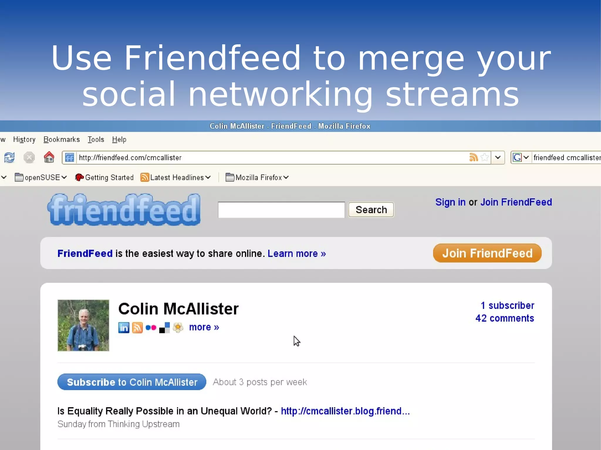 Use Friendfeed to merge your social networking streams 