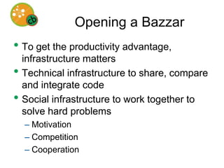 Confronting the temptations of being proprietaryThe temptations:Potential future payoffAvoid effort to conform to the infrastructureFear of not being able to improve in the futureCompetition errorsWrong task / evaluation / supplied dataPoor process (timing, execution, infrastructure)Doesn’t evolve toward worthy end