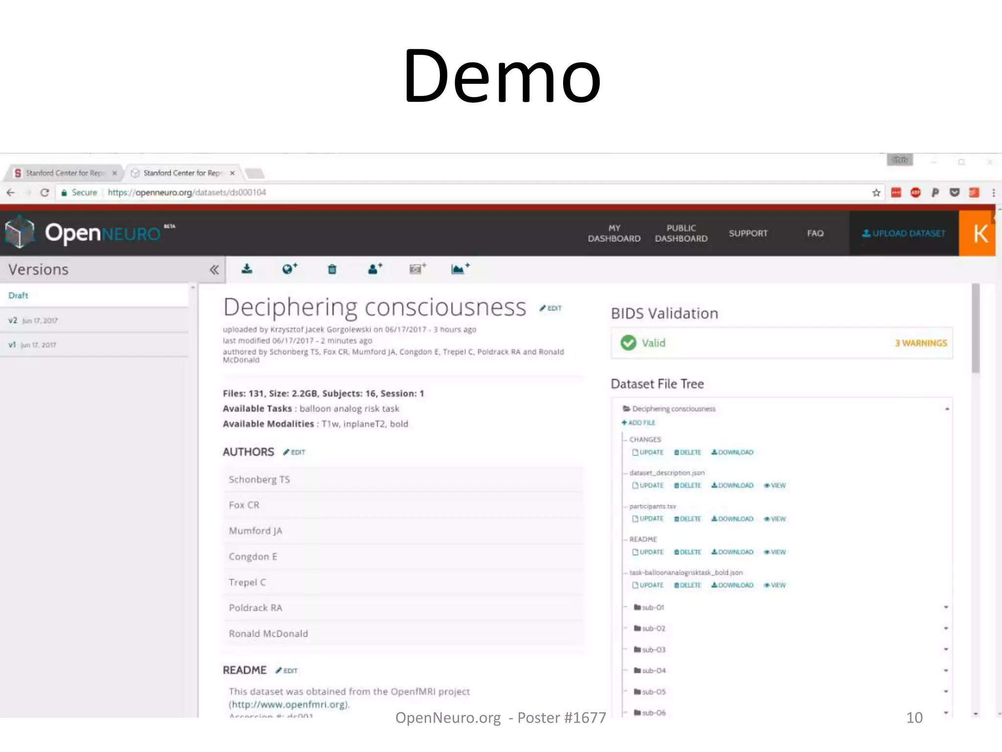 Demo
OpenNeuro.org - Poster #1677 10
 