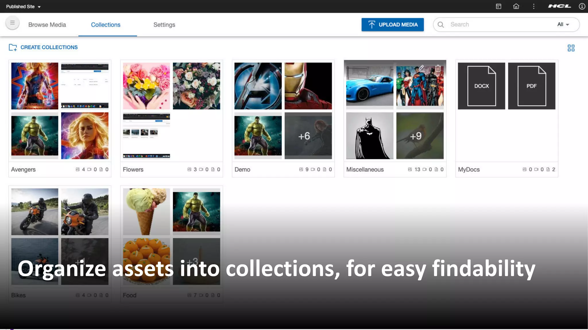 Copyright © 2019 HCL Technologies Limited | www.hcltechsw.com 24
Organize assets into collections, for easy findability
 