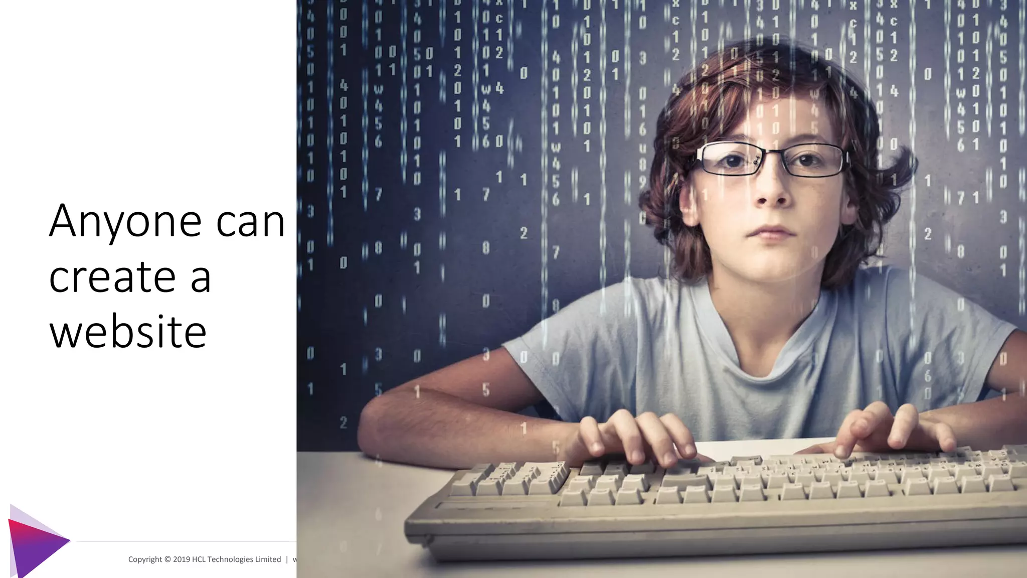 Copyright © 2019 HCL Technologies Limited | www.hcltechsw.com
Anyone can
create a
website
 