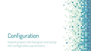 Configuration
Import project into Designer and setup
the configuration parameters
 