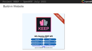 Project KEEP – OpenNTF July 2021
Build-in Website
 