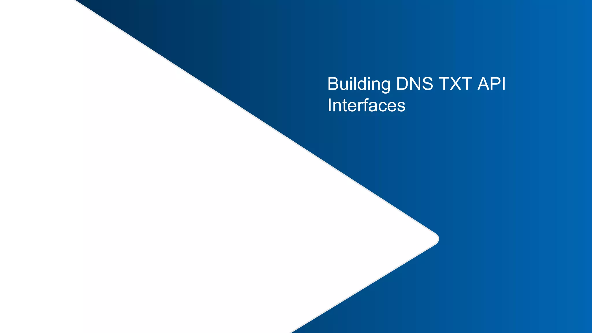28 |
Building DNS TXT API
Interfaces
 