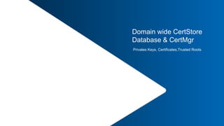 5 |
Domain wide CertStore
Database & CertMgr
Privates Keys, Certificates,Trusted Roots
 