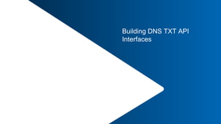 28 |
Building DNS TXT API
Interfaces
 