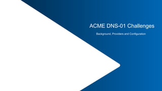 22 |
ACME DNS-01 Challenges
Background, Providers and Configuration
 