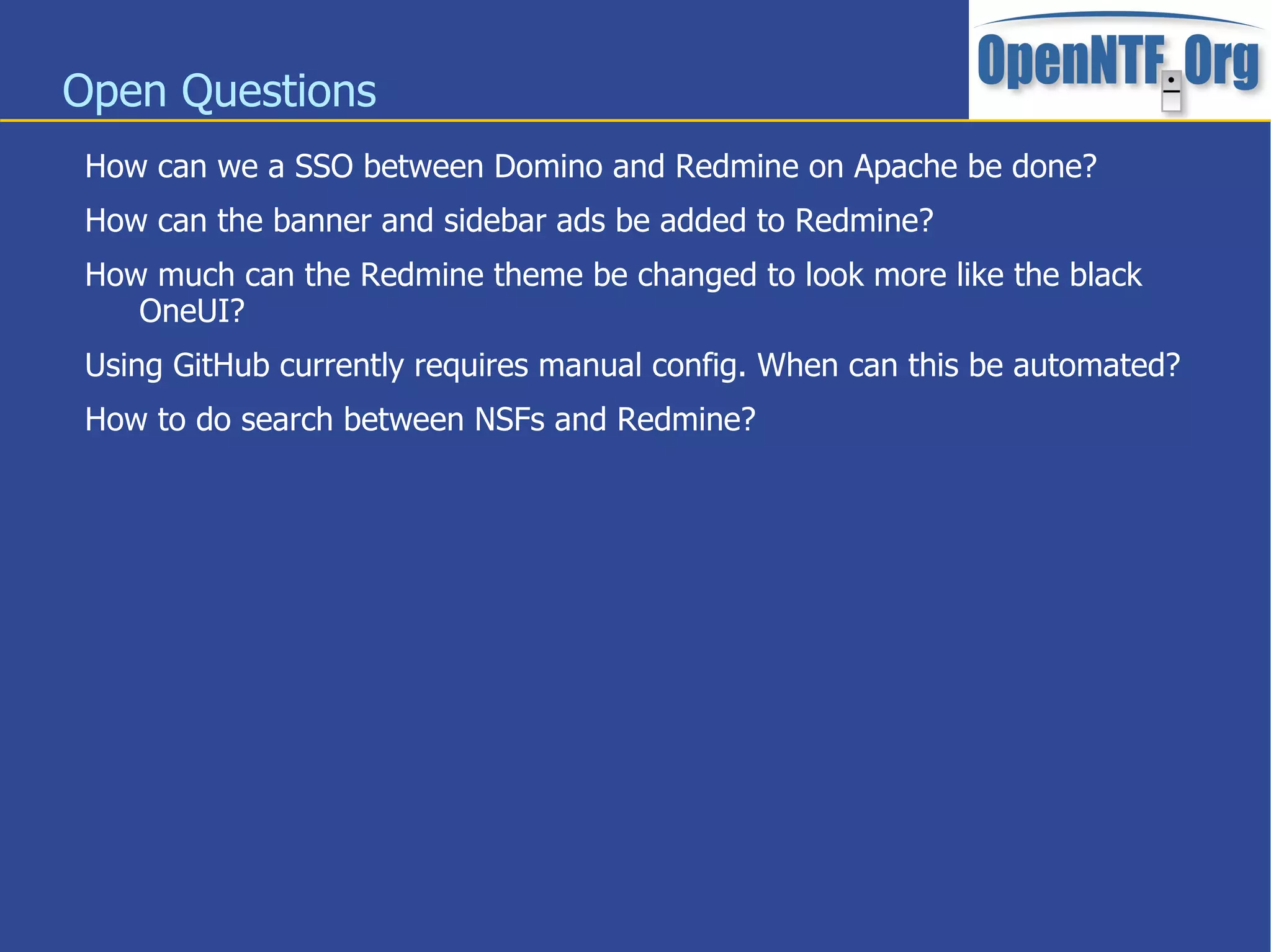 Additionally there will be a new widget to display project activity read from Redmine 