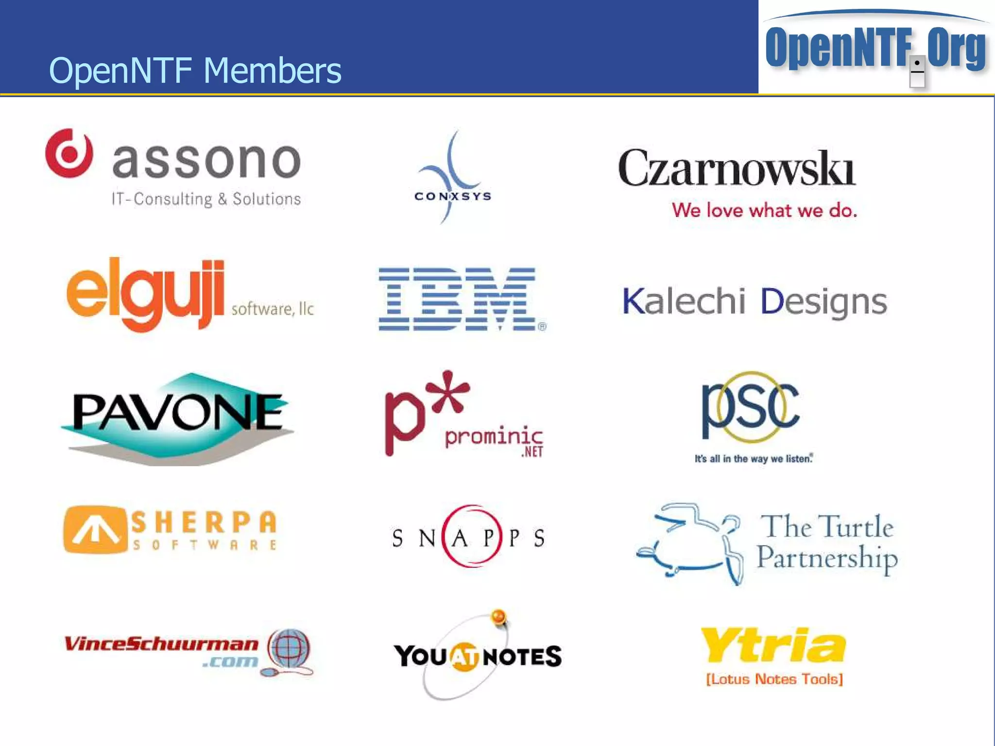 OpenNTF Members




                  20
 