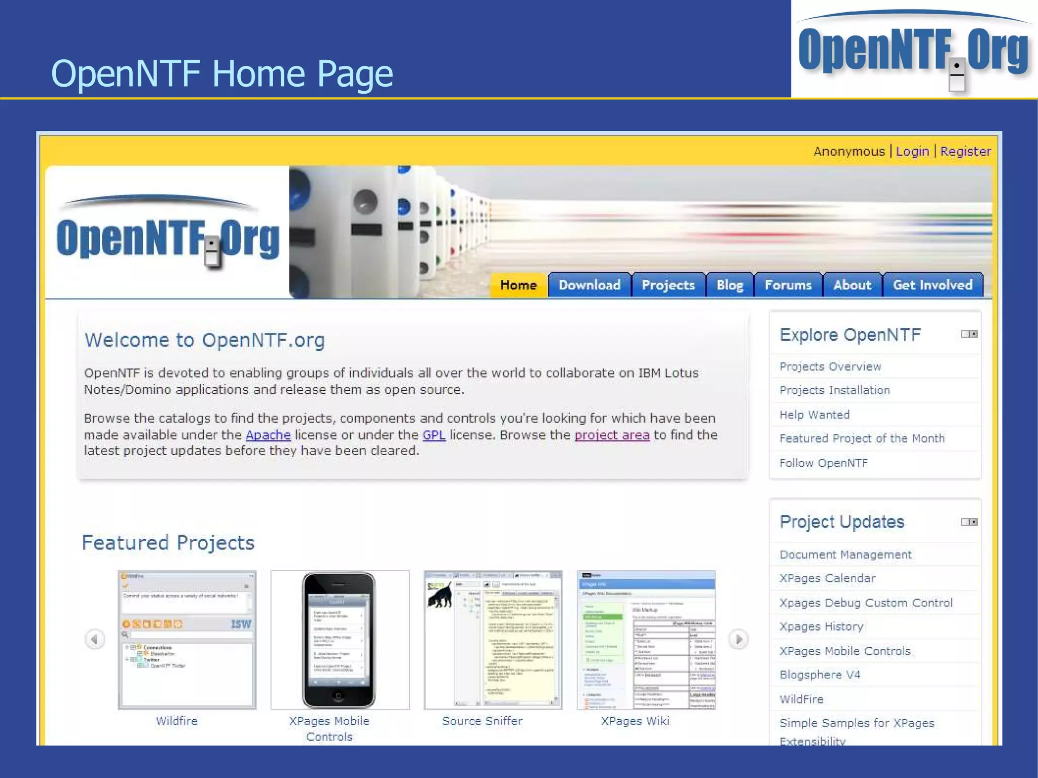 OpenNTF Home Page




                    5
 