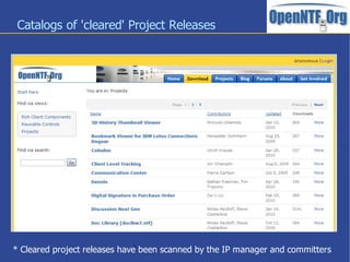 Catalogs of 'cleared' Project Releases




* Cleared project releases have been scanned by the IP manager and committers
                              7
 
