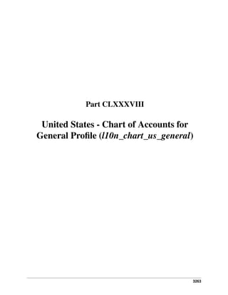 Part CLXXXVIII

United States - Chart of Accounts for
General Proﬁle (l10n_chart_us_general)

3263

 