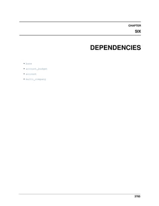 CHAPTER

SIX

DEPENDENCIES
• base
• account_budget
• account
• multi_company

3785

 