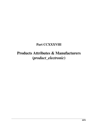 Part CCXXXVIII

Products Attributes & Manufacturers
(product_electronic)

4079

 