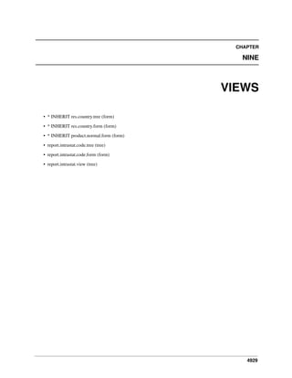 CHAPTER

NINE

VIEWS
• * INHERIT res.country.tree (form)
• * INHERIT res.country.form (form)
• * INHERIT product.normal.form (form)
• report.intrastat.code.tree (tree)
• report.intrastat.code.form (form)
• report.intrastat.view (tree)

4929

 