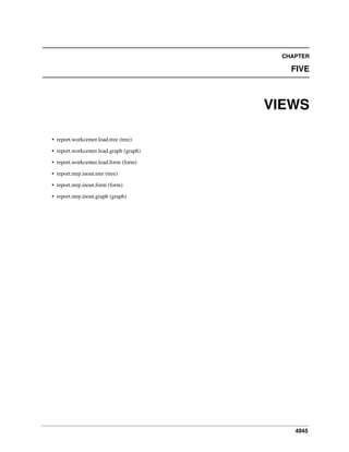 CHAPTER

FIVE

VIEWS
• report.workcenter.load.tree (tree)
• report.workcenter.load.graph (graph)
• report.workcenter.load.form (form)
• report.mrp.inout.tree (tree)
• report.mrp.inout.form (form)
• report.mrp.inout.graph (graph)

4945

 