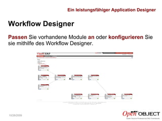10/26/2009 Workflow Designer Passen  Sie vorhandene Module  an   oder  konfigurieren  Sie sie mithilfe des Workflow Designer. Ein leistungsfähiger Application Designer 