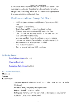 SysInfoTools OpenOffice Calc Recovery | PDF