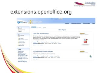 Openoffice extensions and templates | PDF