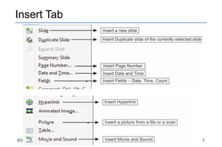 07/09/16 10
Insert Tab
 