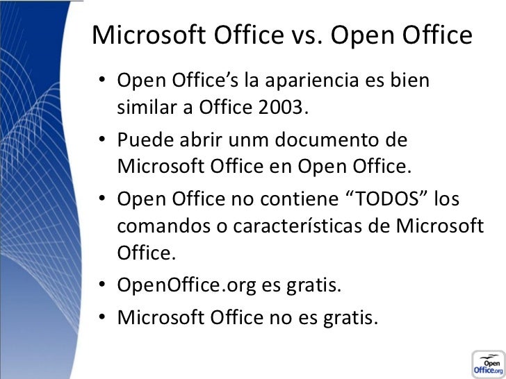 Diferencias Entre Office Y Open Office