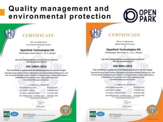 Quality management and
environmental protection
 