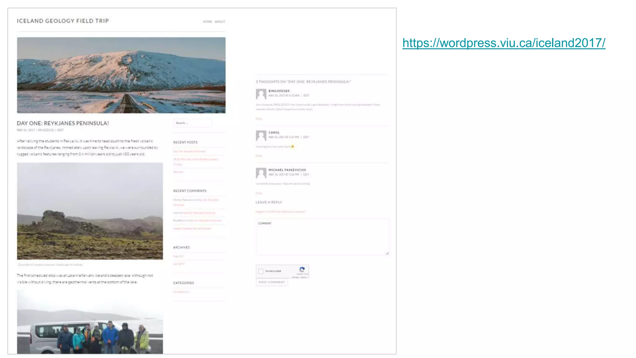 https://wordpress.viu.ca/iceland2017/
 