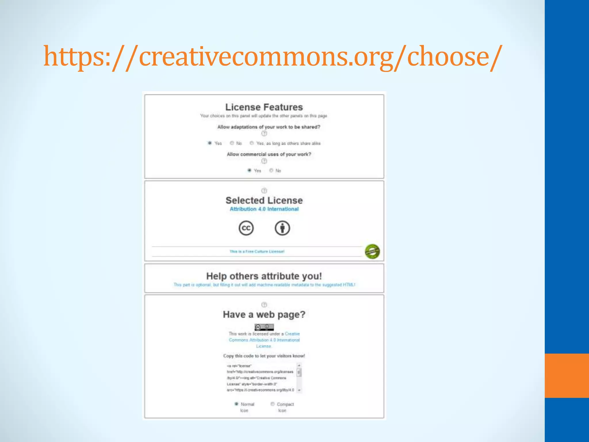 https://creativecommons.org/choose/
 