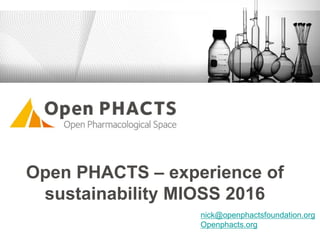 Open PHACTS – experience of
sustainability MIOSS 2016
nick@openphactsfoundation.org
Openphacts.org
 