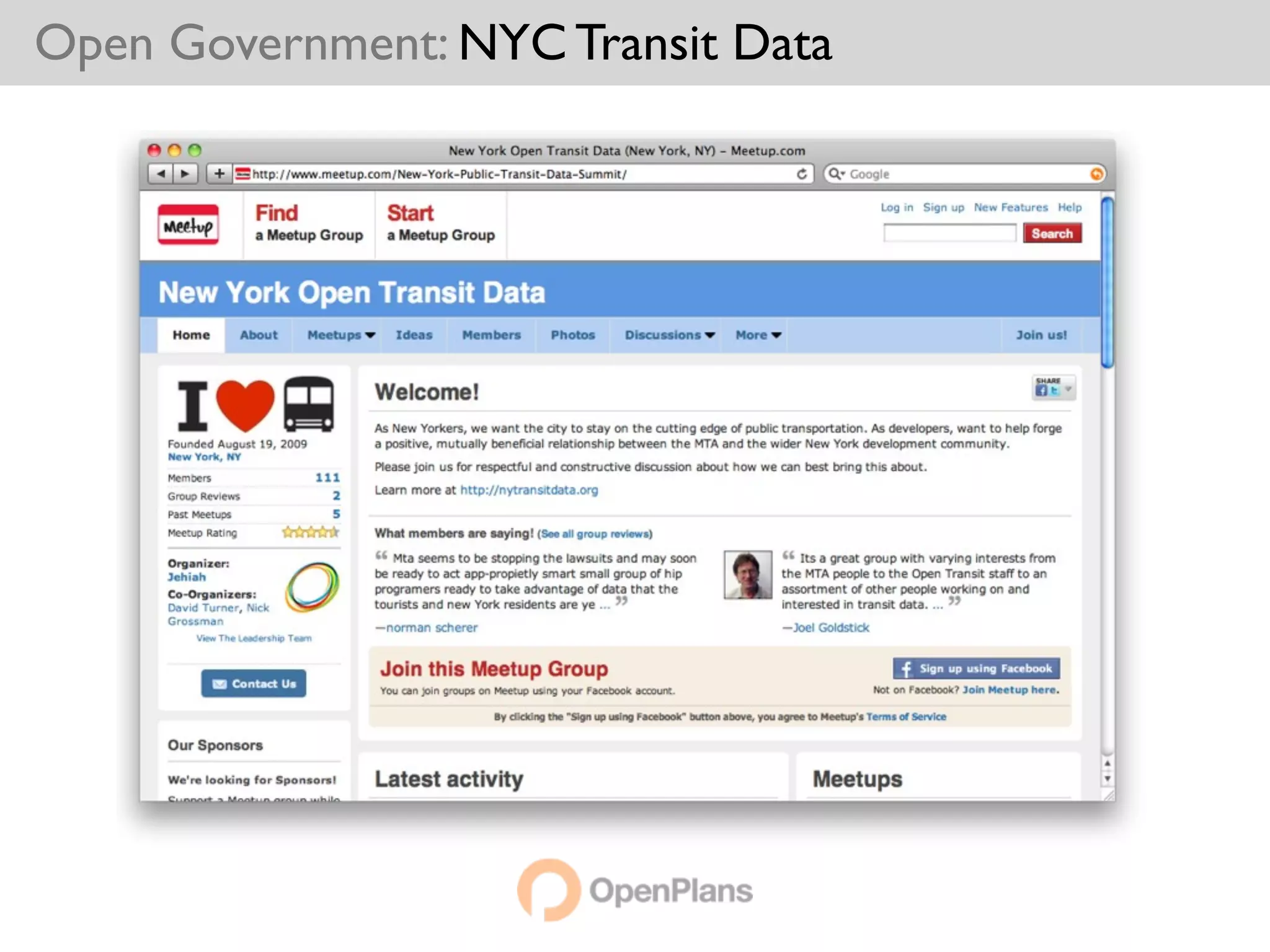 Open Government: NYC Transit Data
 