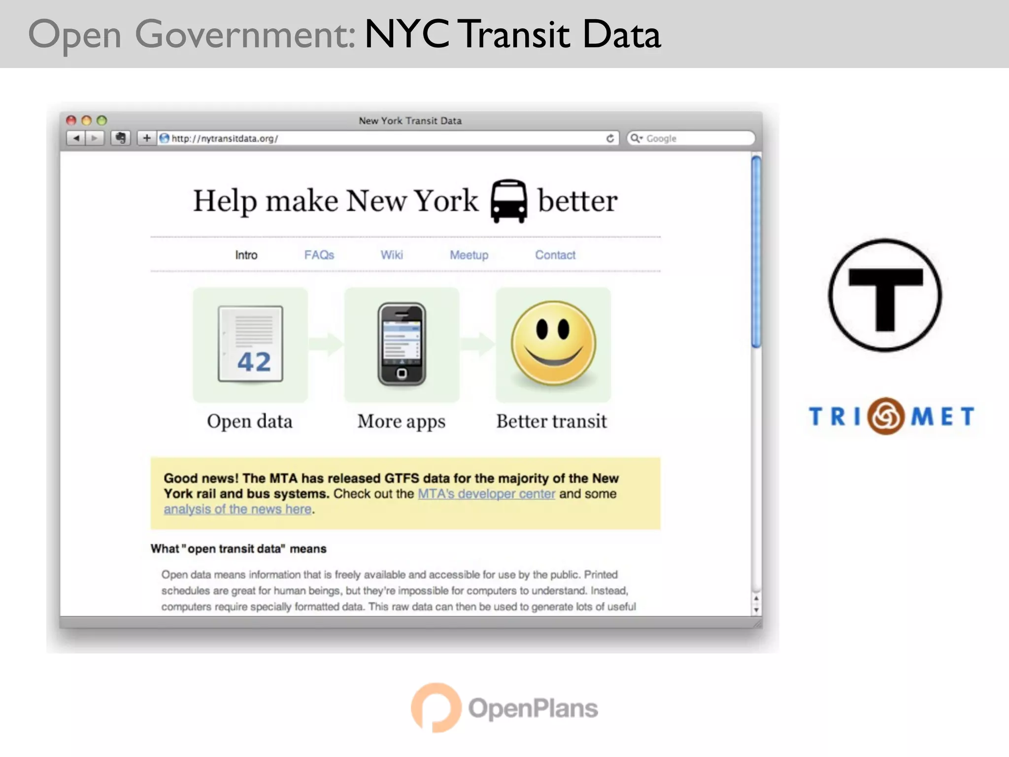 Open Government: NYC Transit Data
 