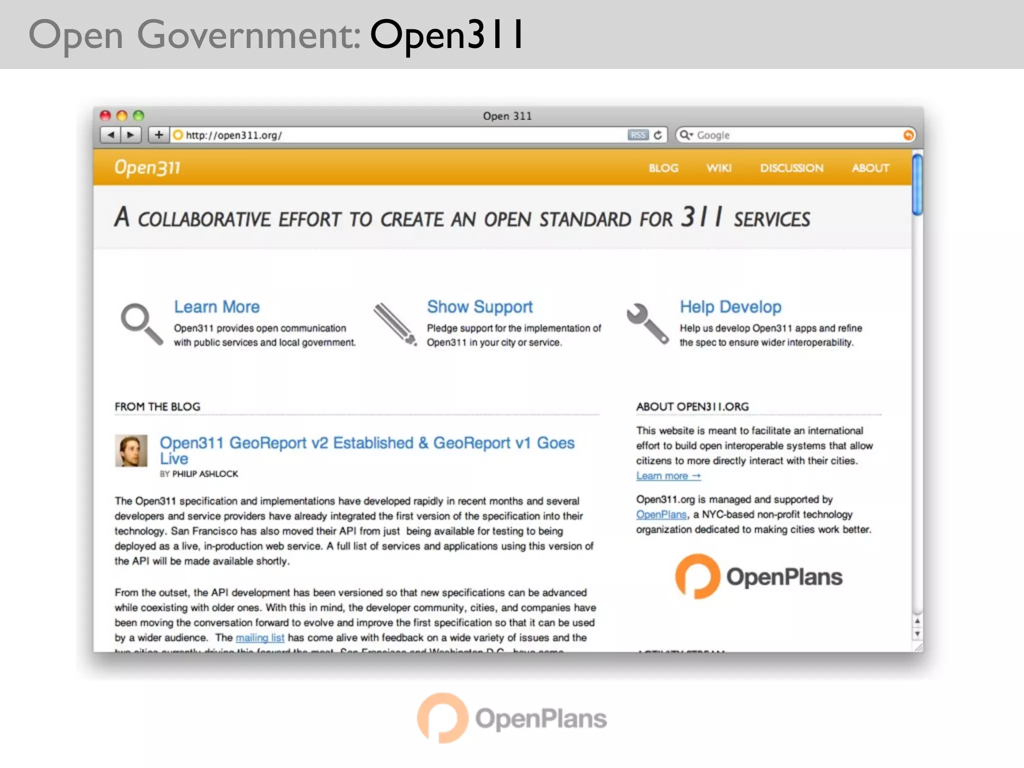 Open Government: Open311
 
