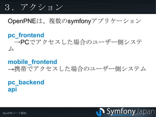 イベントの通知側を追ってみる op_actions.post_execute_member_profile op_actions.post_execute_friend_list op_actions.post_execute_diary_show op_actions.post_execute_diary_listMember ↓ それぞれ検索して通知箇所を探す 