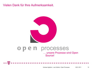 Vielen Dank für Ihre Aufmerksamkeit. open  processes …  unsere Prozesse sind Open Source!  