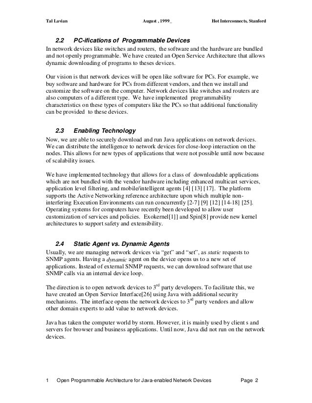 Open Programmable Architecture For Java Enabled Network Devices