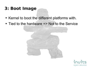 3: Boot Image Kernel to boot the different platforms with. Tied to the hardware => Not to the Service 