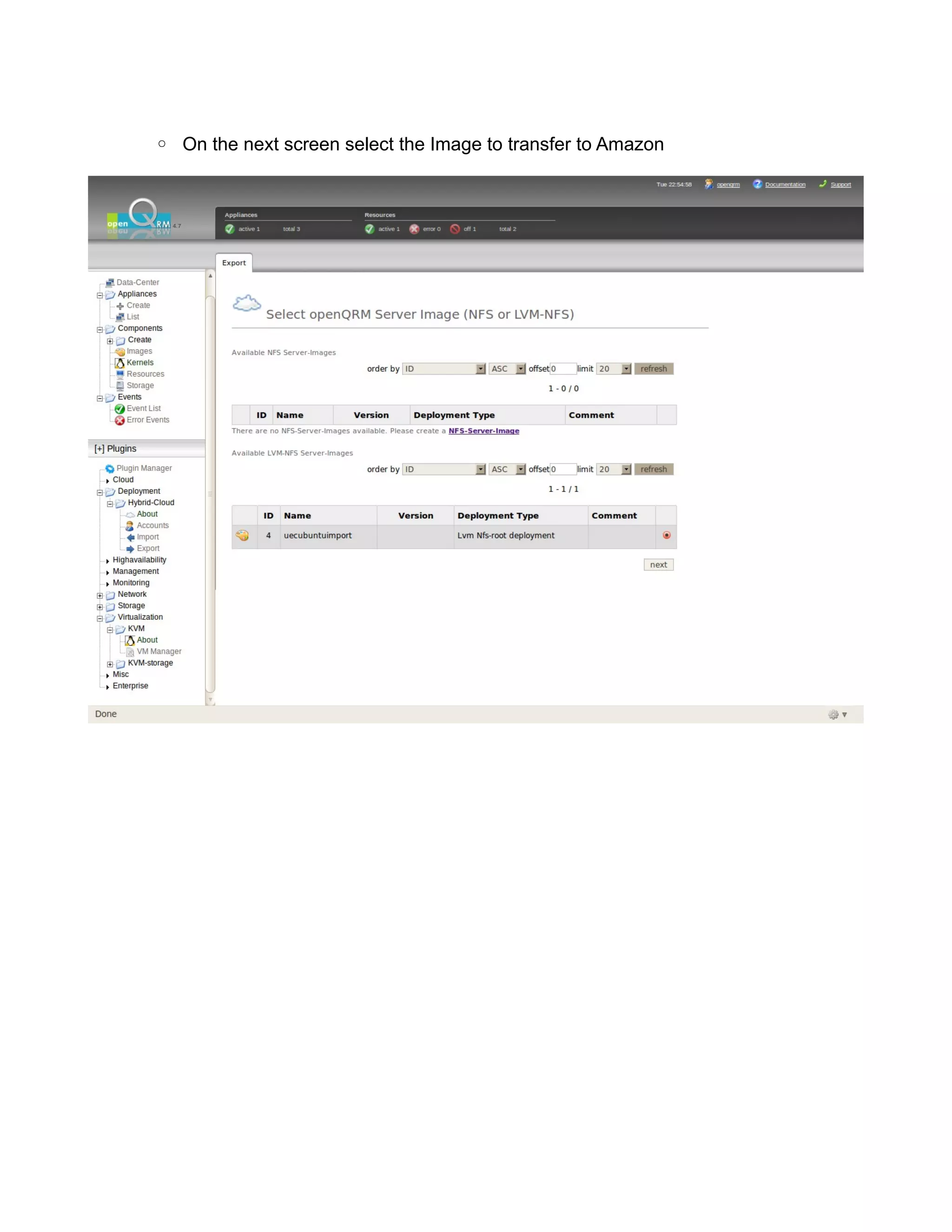 ◦ On the next screen select the Image to transfer to Amazon
 