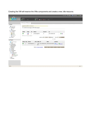 Creating the VM will reserve the VMs components and create a new, idle resource.
 