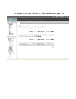 ◦ On the next screen select the Image to transfer the AMI to and click on "put"
 
