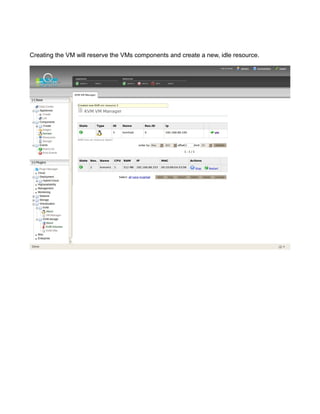 Creating the VM will reserve the VMs components and create a new, idle resource.
 