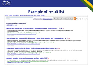 Example of result list
 