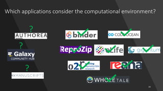 Which applications consider the computational environment?
?
?
?
24
 