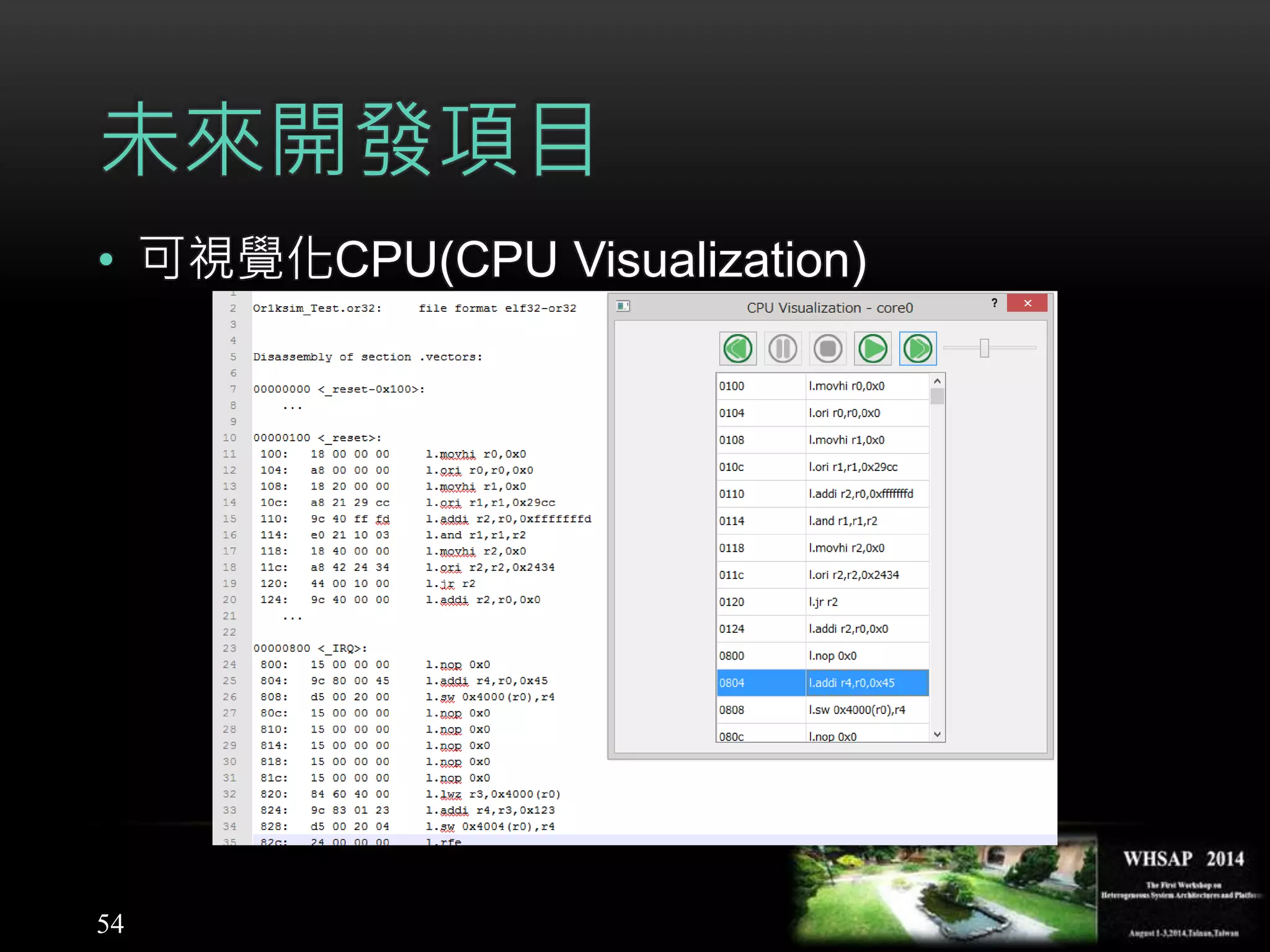 未來開發項目
• 可視覺化CPU(CPU Visualization)
54
 