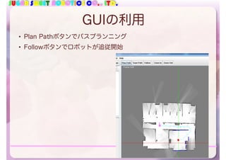 SUGAR SWEET ROBOTICS CO., LTD.
GUIの利用
• Plan Pathボタンでパスプランニング
• Followボタンでロボットが追従開始
156
 